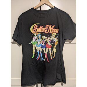 Sailor Moon Graphic Tee Anime Cartoon 90s Manga T-shirt Black Large Womens